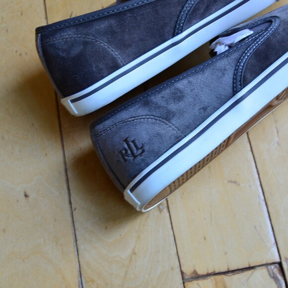 Ralph Lauren Grey Velvet Janis Slip On Round Toe Sneakers Size 9.5B NEW - Picture 5 of 11